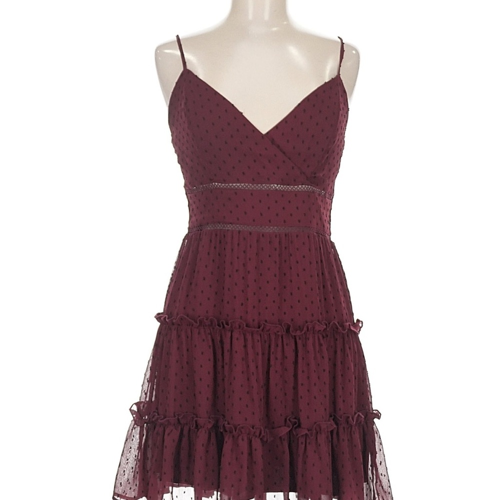 Altar'd State Burgundy Tiered Mini Dress
